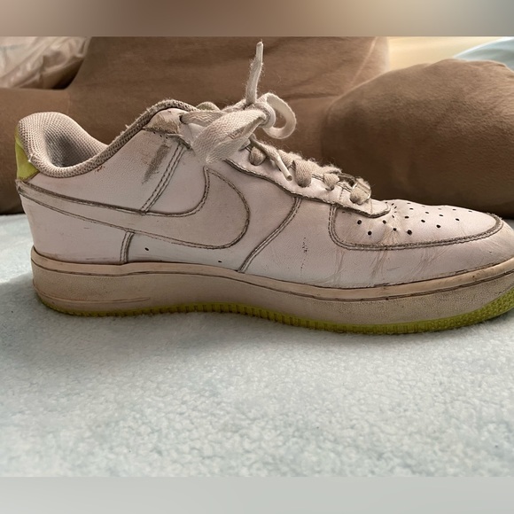 Nike Air Force Ones size 10 neon yellow white - Picture 3 of 7